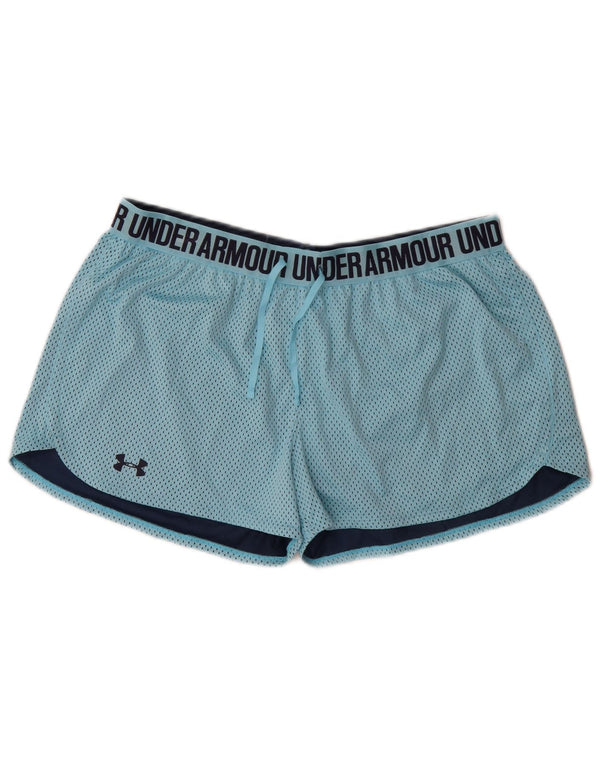 Under Armour Womens Heat Gear Graphic Sport Shorts UK 14 Large Blue Spotted