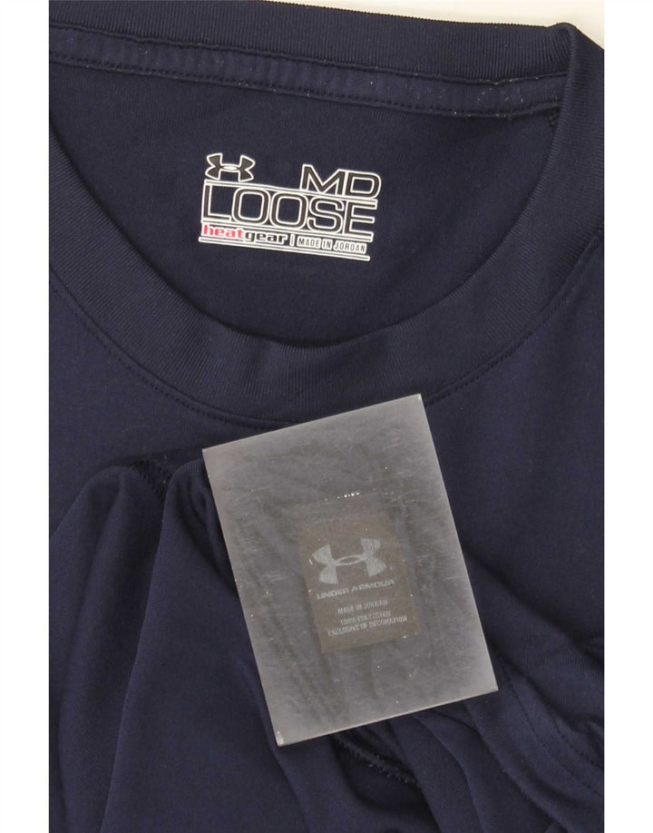 Under Armour Herre Heat Gear T-shirt Top Medium Navy Blue Polyester