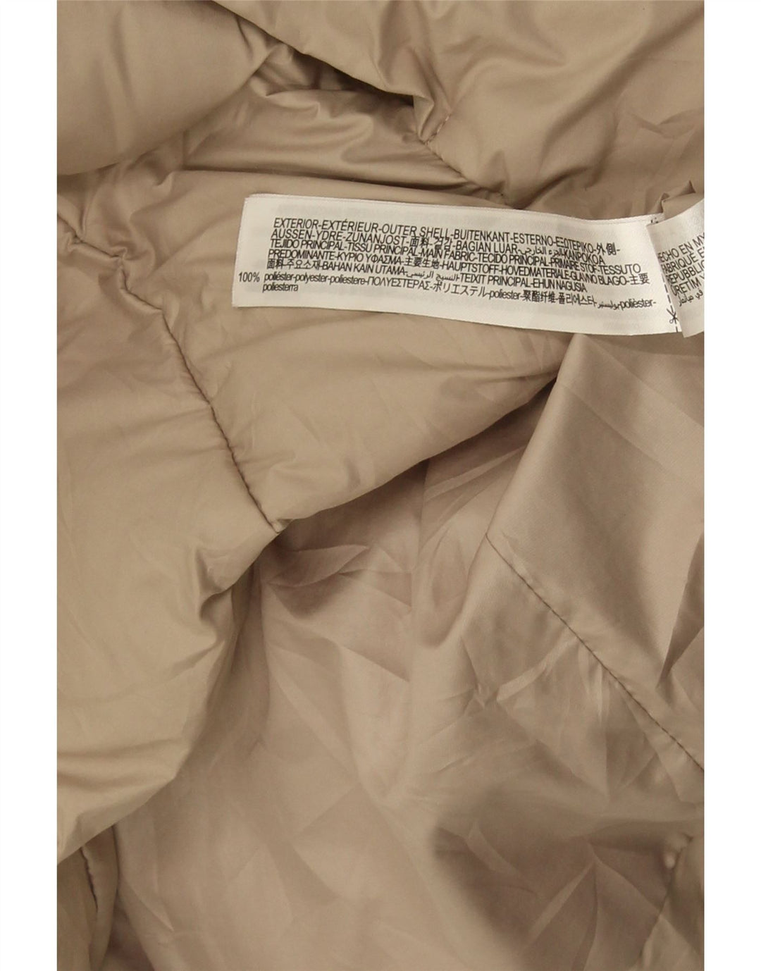 ZARA Womens Hooded Padded Jacket UK 14 Medium Beige Polyester