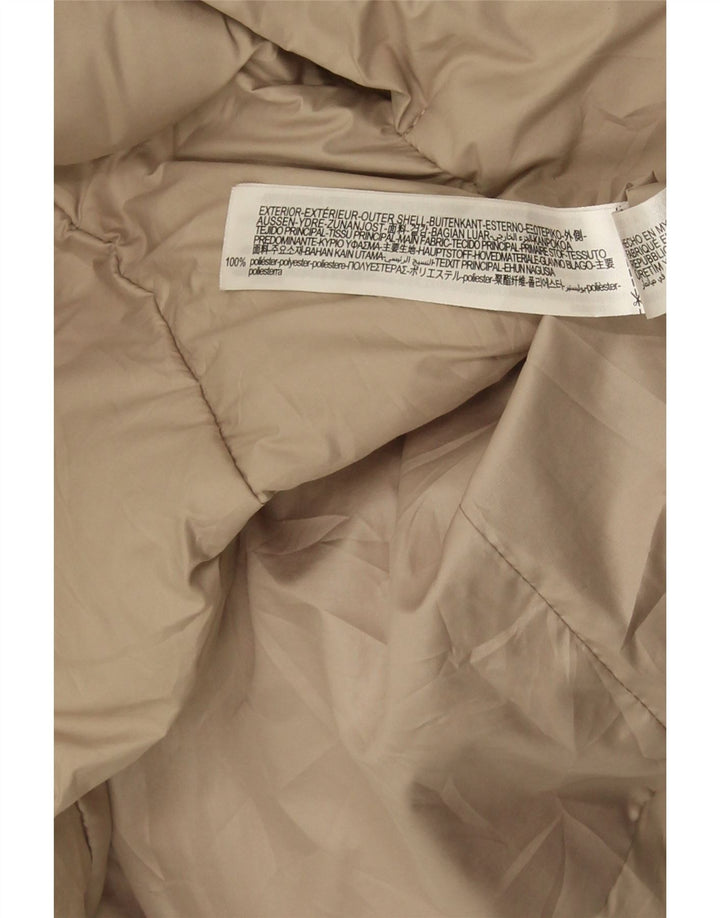 ZARA Womens Hooded Padded Jacket UK 14 Medium Beige Polyester