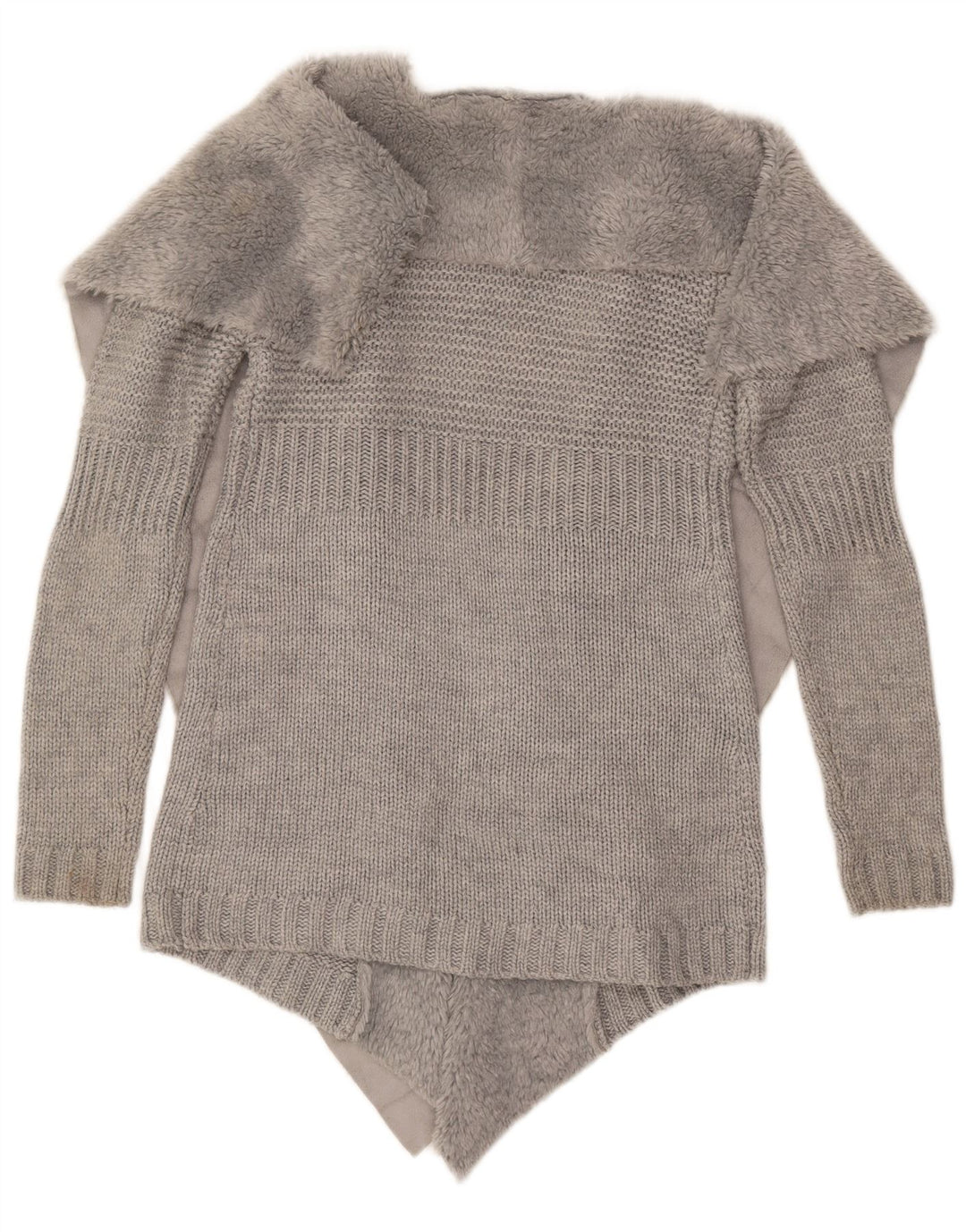 Oasis Womens Open Cardigan Sweater UK 10 Small Grey Acrylic