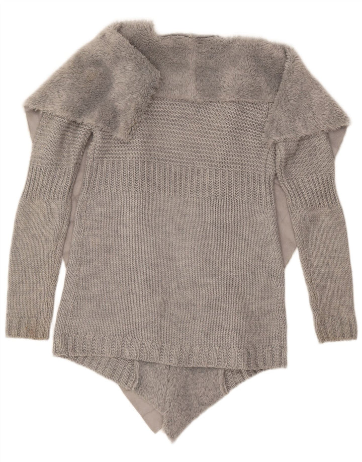 Oasis Womens Open Cardigan Sweater UK 10 Small Grey Acrylic
