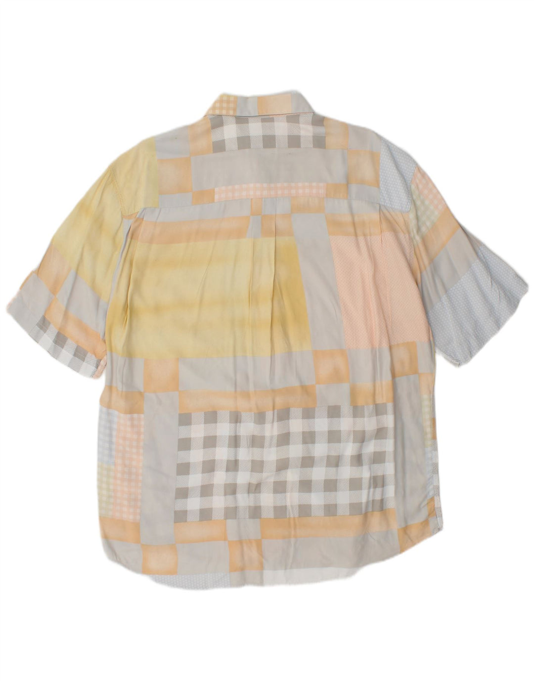 PAL ZILERI Mens Short Sleeve Shirt Large Multicoloured Patchwork Viscose