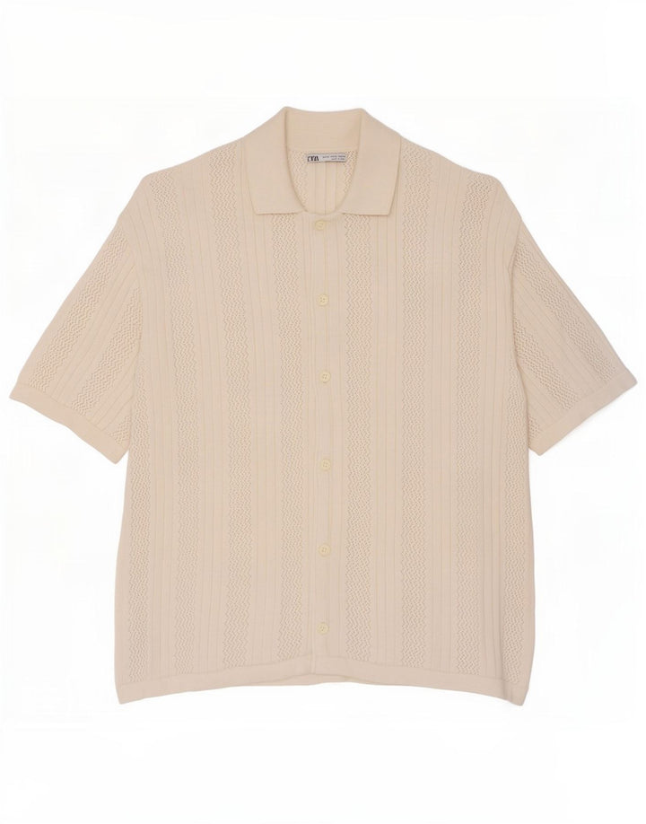 Zara Mens Short Sleeve Shirt Medium White Cotton