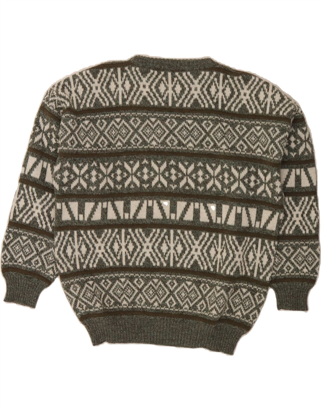 VINTAGE Mens Crew Neck Jumper Sweater IT 50 Medium Grey Fair Isle Vintage Vintage and Second-Hand Vintage from Messina Hembry 