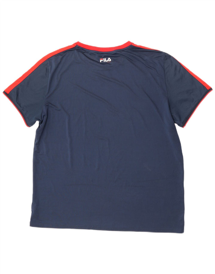 Fila Mens T-Shirt Top 2XL Navy Blue Colourblock Polyester