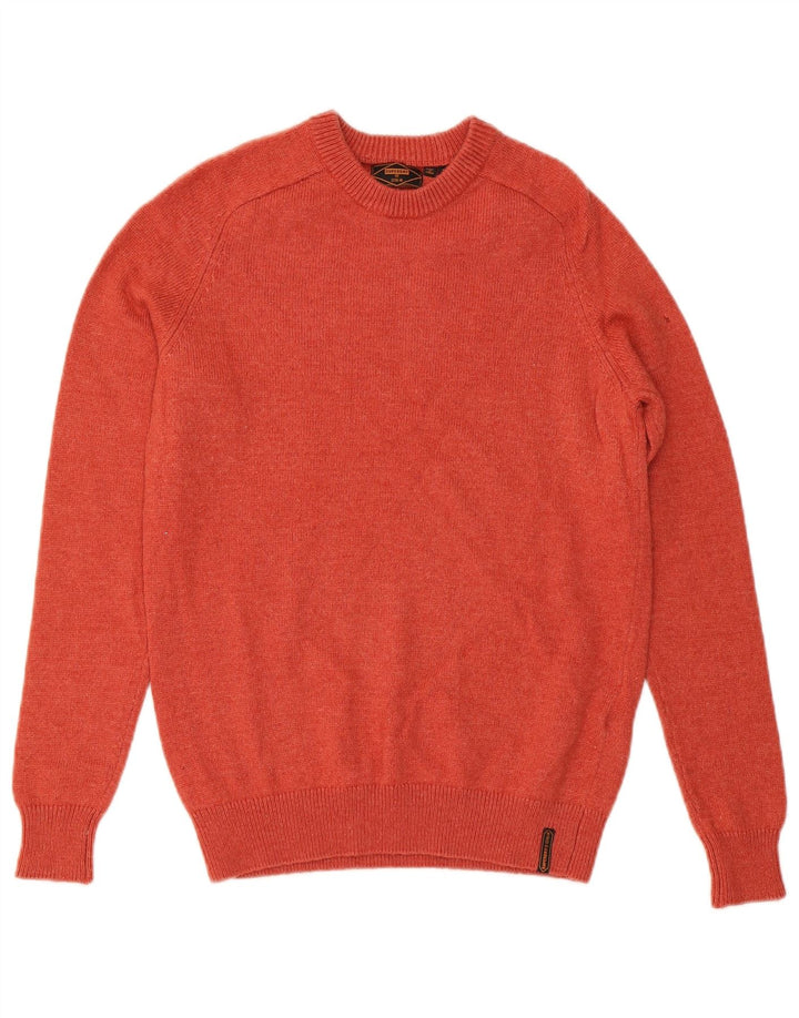 SUPERDRY Mens Crew Neck Jumper Sweater Medium Orange Wool