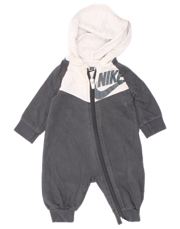 Nike Baby-Jungen-Overall mit Kapuze und Grafik, 0–3 Monate, graue Blockfarben-Baumwolle