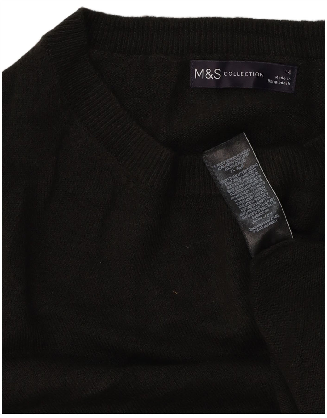 Marks & Spencer Womens Crew Neck Jumper Sweater UK 14 Medium Black Acrylic