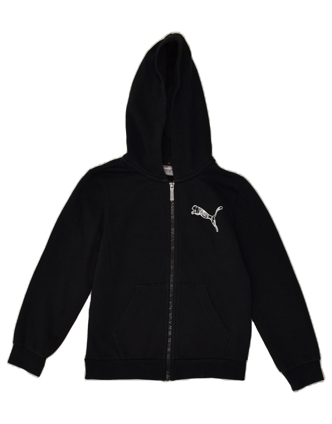 PUMA Boys Graphic Zip Hoodie Sweater 9-10 Years Black Cotton | Vintage Puma | Thrift | Second-Hand Puma | Used Clothing | Messina Hembry 
