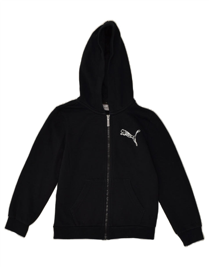PUMA Boys Graphic Zip Hoodie Sweater 9-10 Years Black Cotton | Vintage Puma | Thrift | Second-Hand Puma | Used Clothing | Messina Hembry 