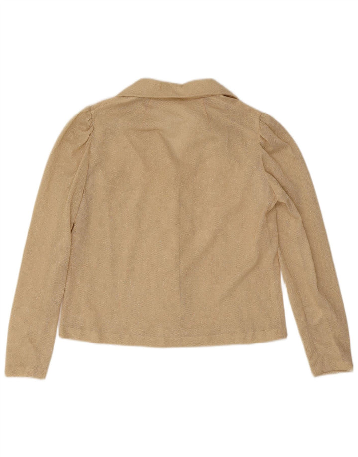 Camicetta camicia vintage da donna UK 14 beige medio