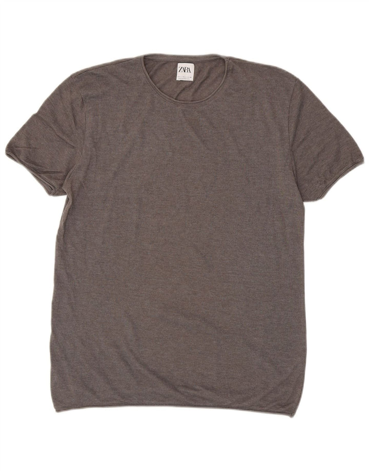 Zara Herre T-Shirt Top Stor Grå