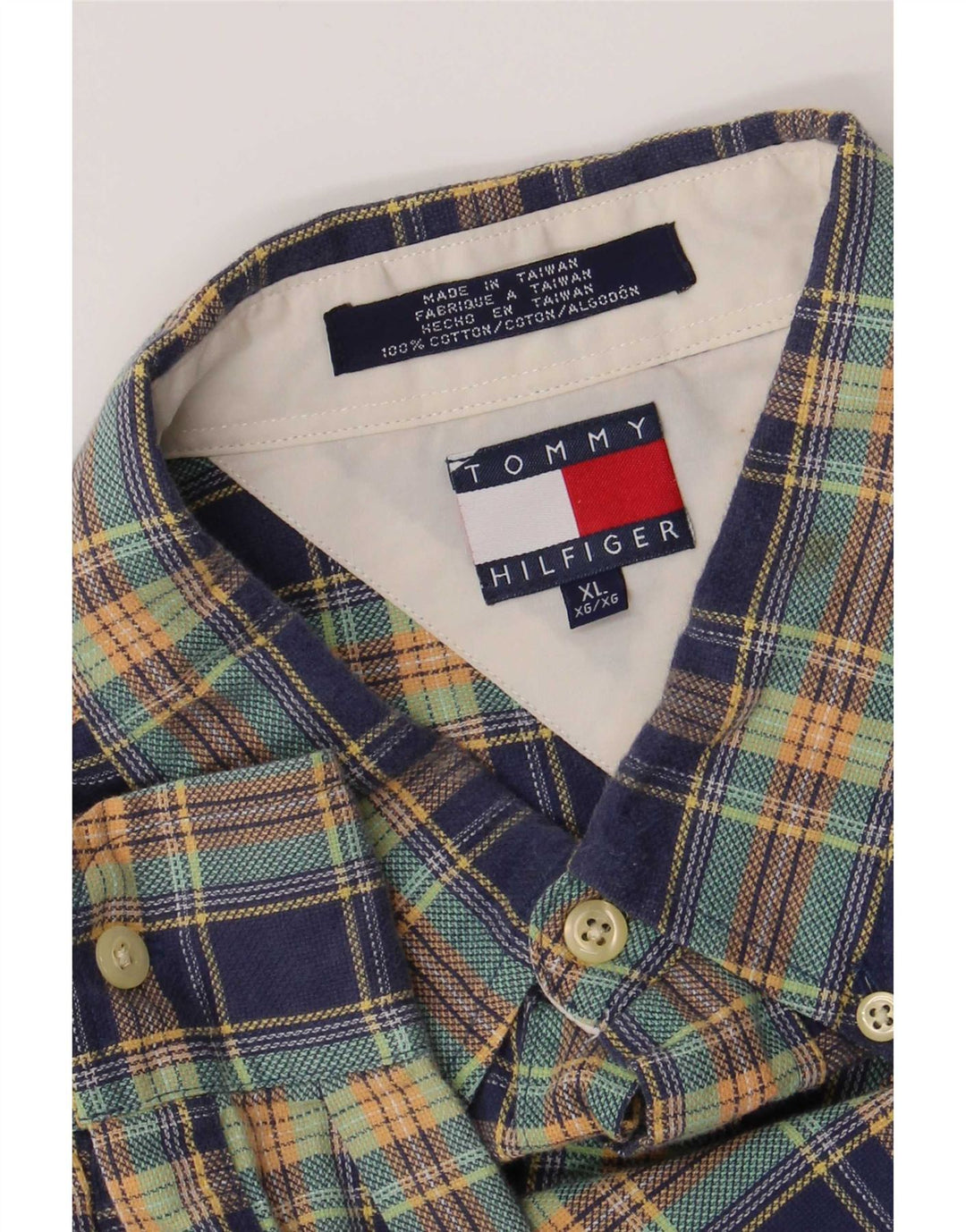 Tommy Hilfiger Mens Shirt XL Blue Check Cotton