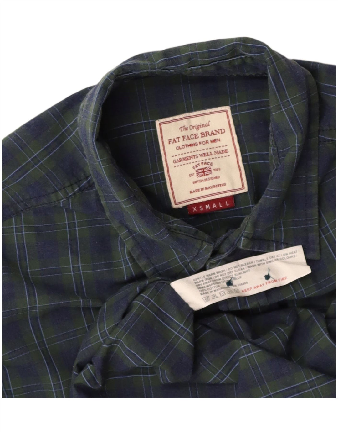 FAT FACE Mens Shirt XS Navy Blue Check Cotton