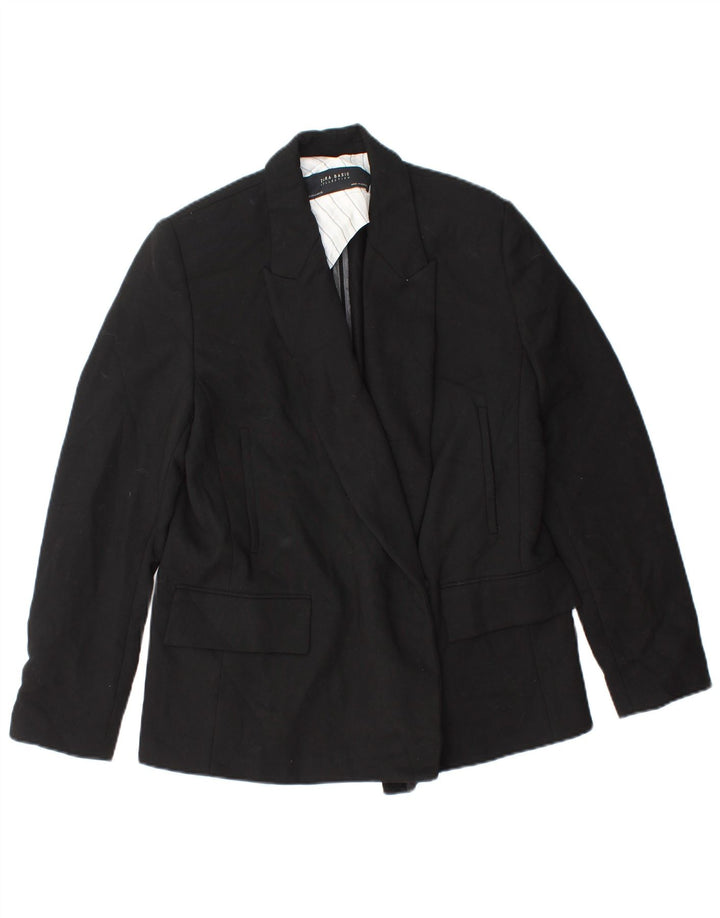 Zara Chaqueta Blazer Mujer UK 44 Mediano Poliéster Negro