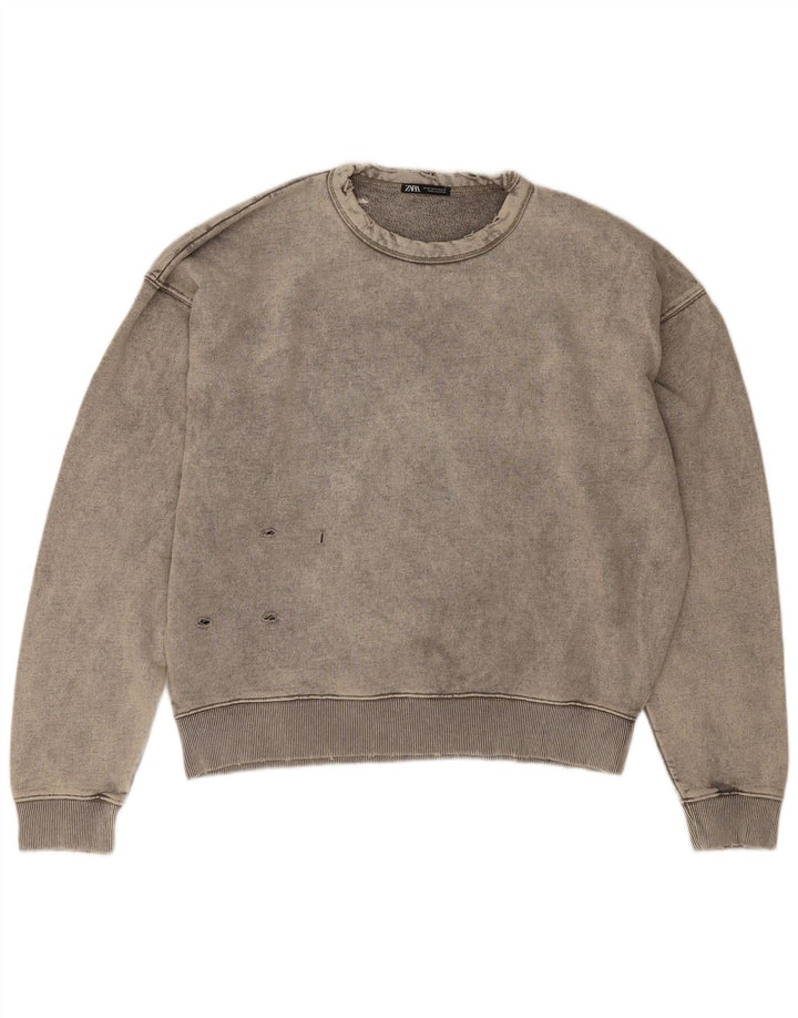 Zara Mens Sweatshirt Jumper XL Grey Cotton