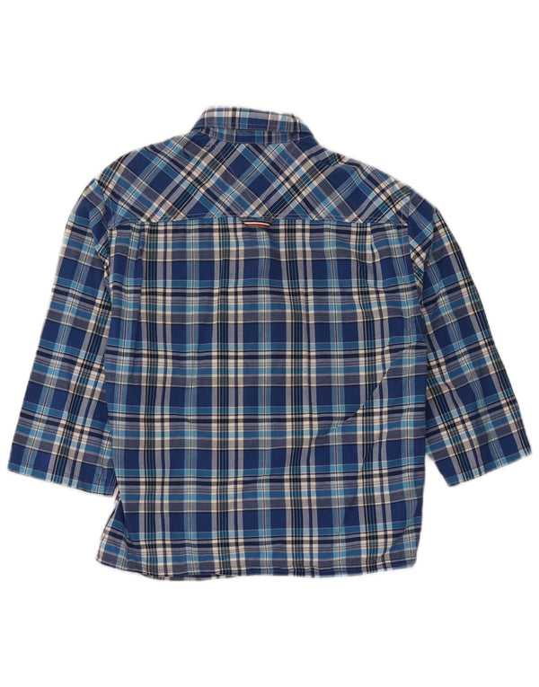 Tommy Hilfiger Chemise à manches 3/4 pour homme, coupe régulière, petit carreaux bleus