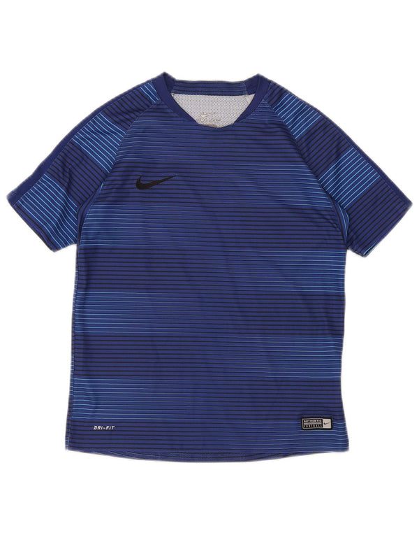 T-shirt da ragazzo Nike Dri Fit Top 10-11 anni in poliestere a righe blu medio