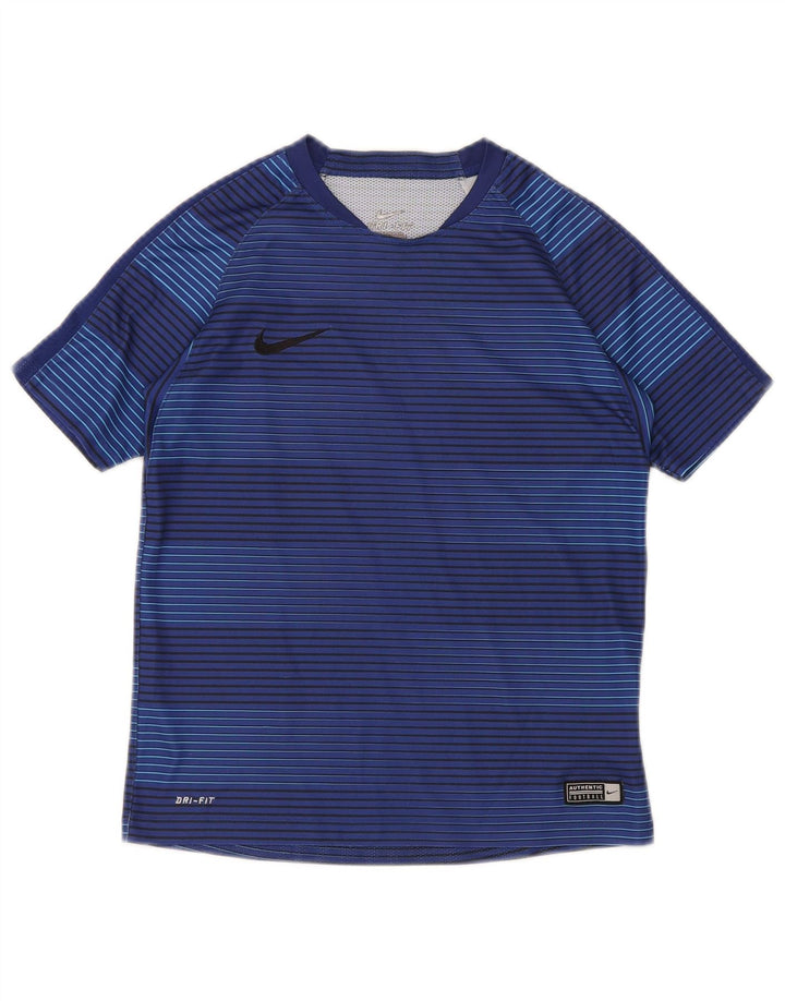T-shirt da ragazzo Nike Dri Fit Top 10-11 anni in poliestere a righe blu medio