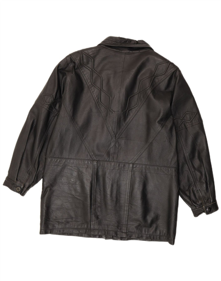 Vintage Womens Leather Jacket UK 16 Large Black Leather