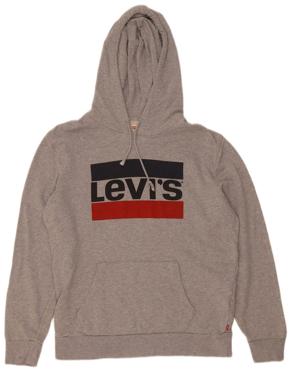 Maglione con cappuccio grafico da uomo Levi's in cotone grigio medio
