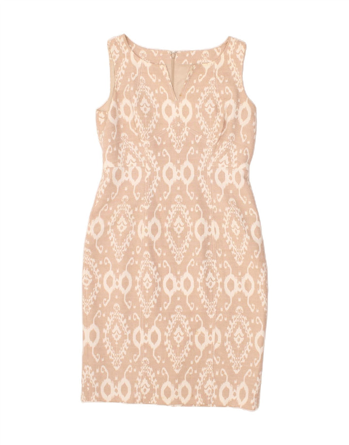 ANNE KLEIN Womens Sleeveless Basic Dress UK 12 Medium Beige Ikat Vintage Anne Klein and Second-Hand Anne Klein from Messina Hembry 