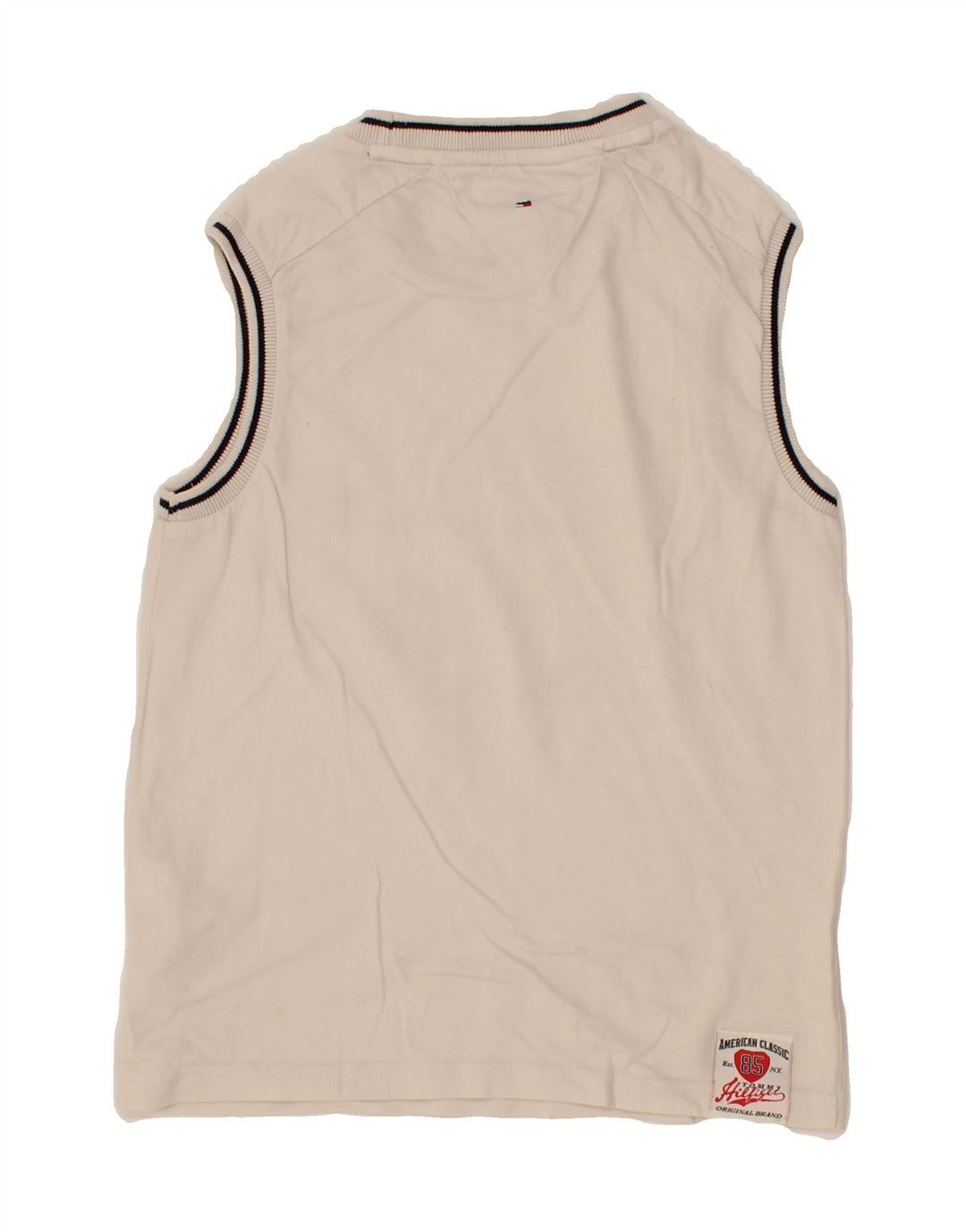 TOMMY HILFIGER Boys Graphic Vest Top 5-6 Years White Vintage Tommy Hilfiger and Second-Hand Tommy Hilfiger from Messina Hembry 