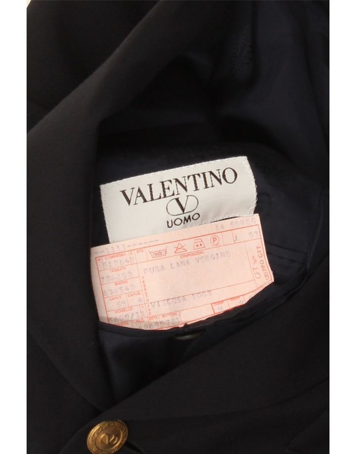 Valentino Mens 3 Button Blazer Jacket IT 50 Large Navy Blue Wool