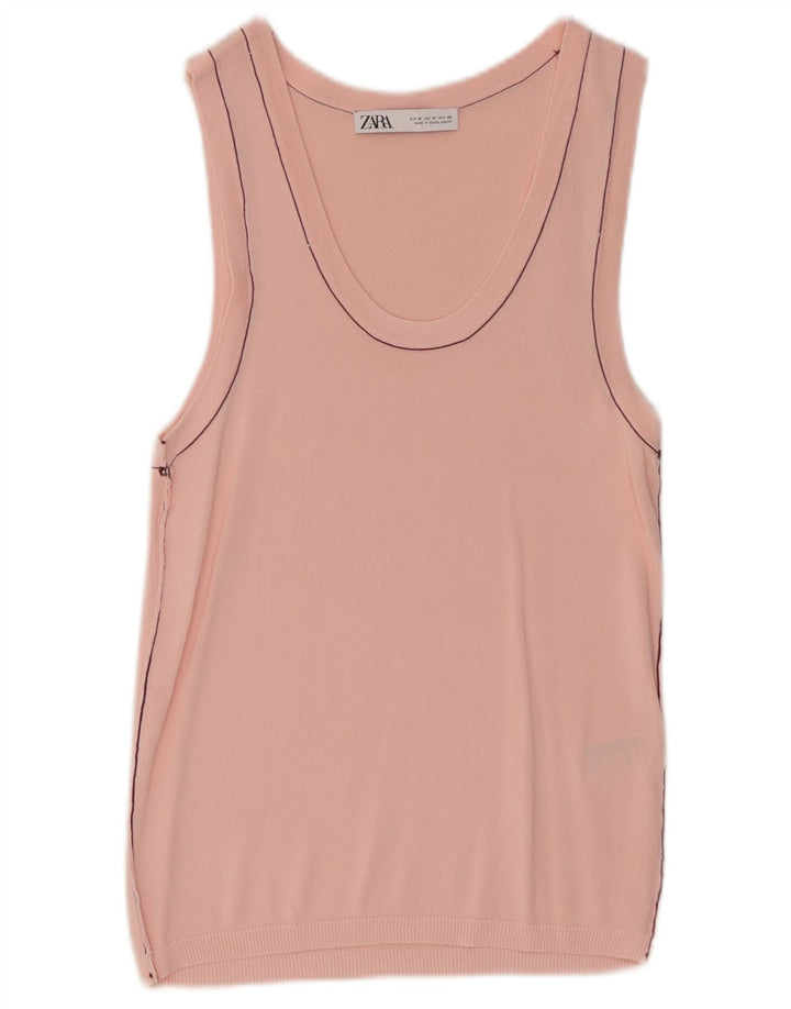 Zara Womens Vest Top UK 12 Medium Pink Viscose