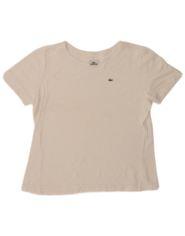 T-shirt da donna Lacoste taglia superiore 46 XL cotone bianco