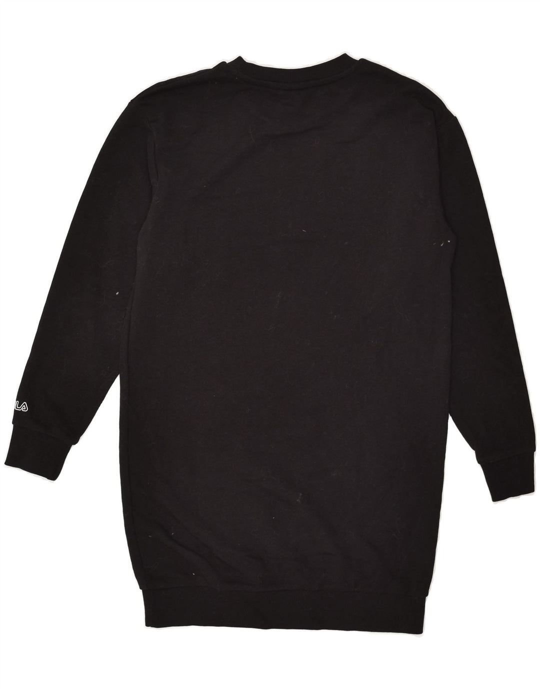 FILA Womens Longline Graphic Sweatshirt Jumper UK 6 XS Black Cotton | Vintage Fila | Thrift | Second-Hand Fila | Used Clothing | Messina Hembry 