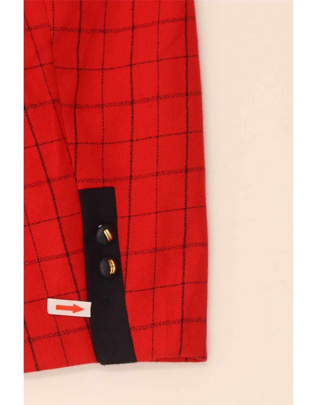 Jaqueta Blazer Feminina Vintage com 4 Botões EUA 12 Grande Poliéster Xadrez Vermelho