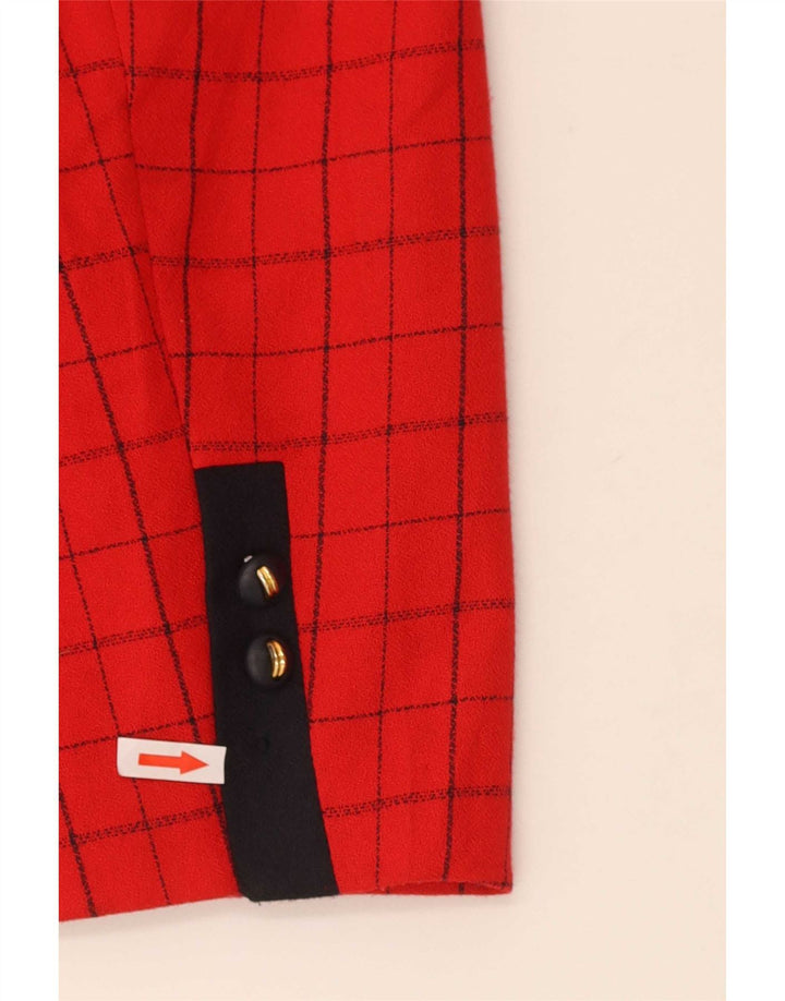 Jaqueta Blazer Feminina Vintage com 4 Botões EUA 12 Grande Poliéster Xadrez Vermelho