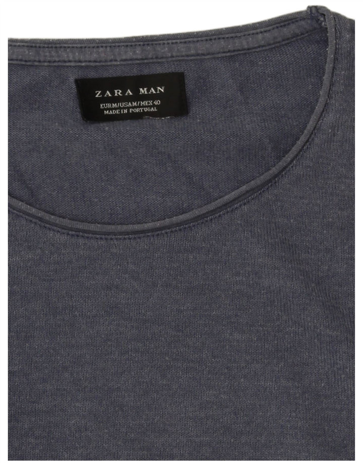 Zara Mens T-Shirt Top Medium Navy Blue