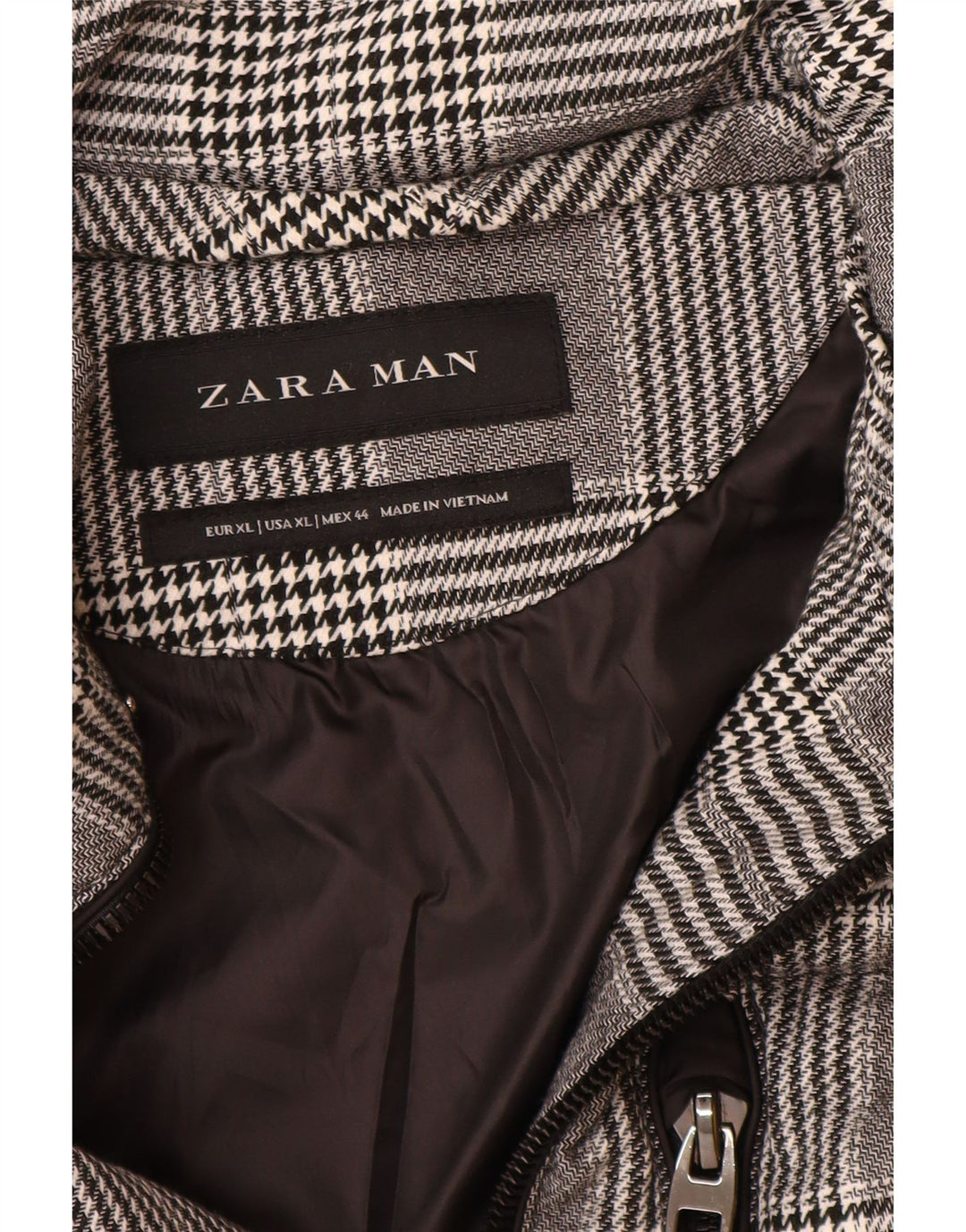 Zara Mens Padded Gilet UK 42 XL Grey Check Polyester