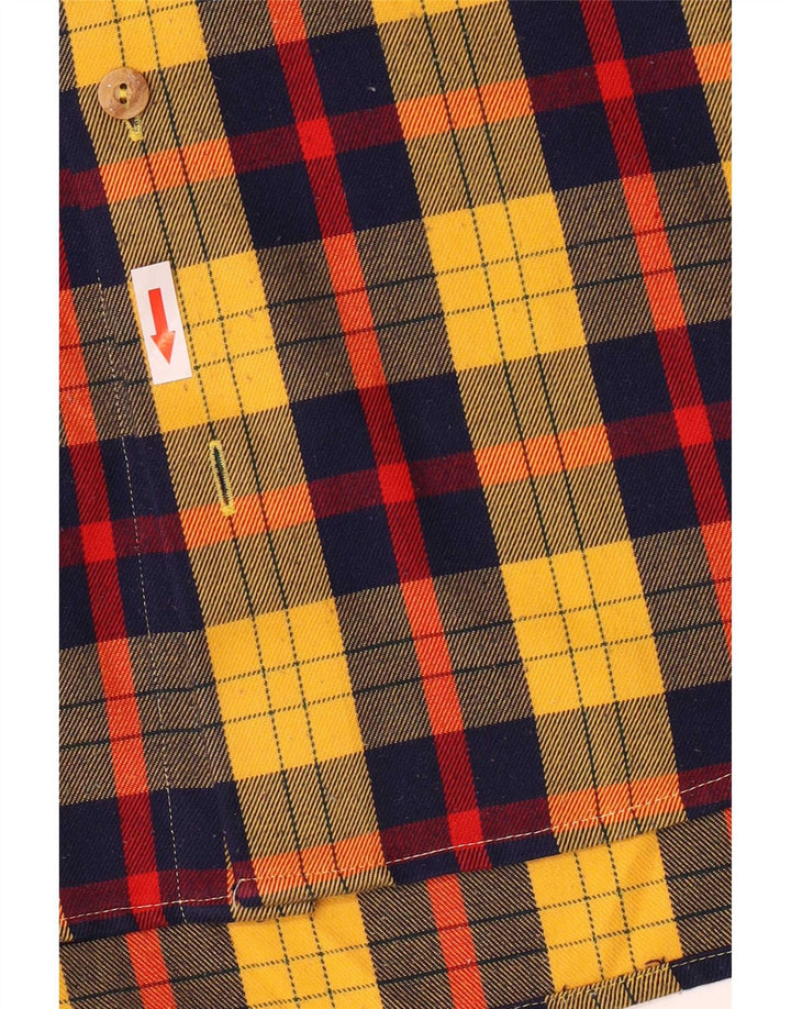 Chemise homme vintage Sie 40 Polyester à carreaux jaune moyen