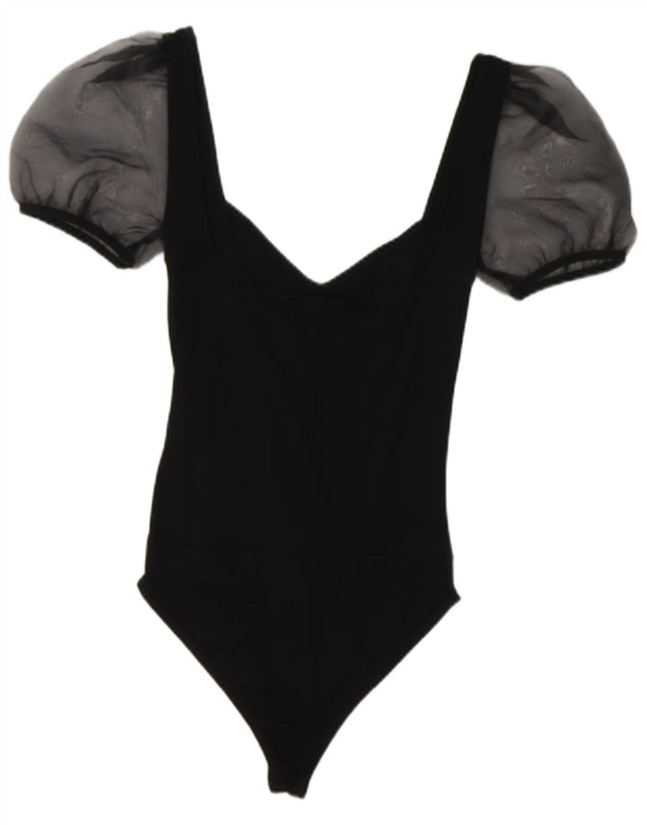 ZARA Womens Bodysuit UK 8 Small Black Colourblock