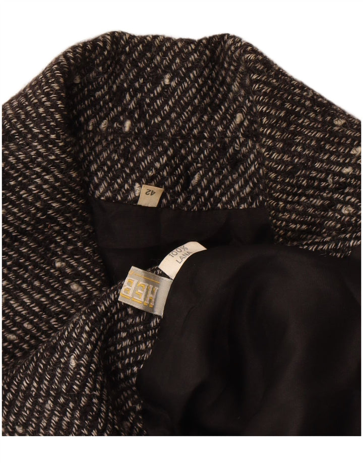 Vintage Womens Double Breasted Blazer Jacket EU 42 Large Black Flecked Wool