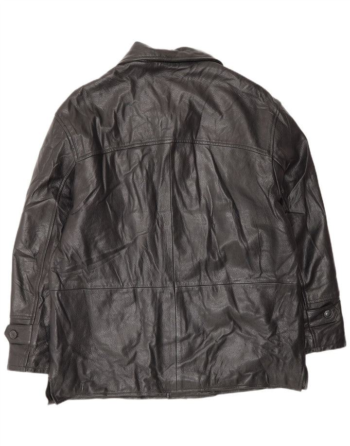 VINTAGE Herre Læderjakke IT 52 XL Sort Læder