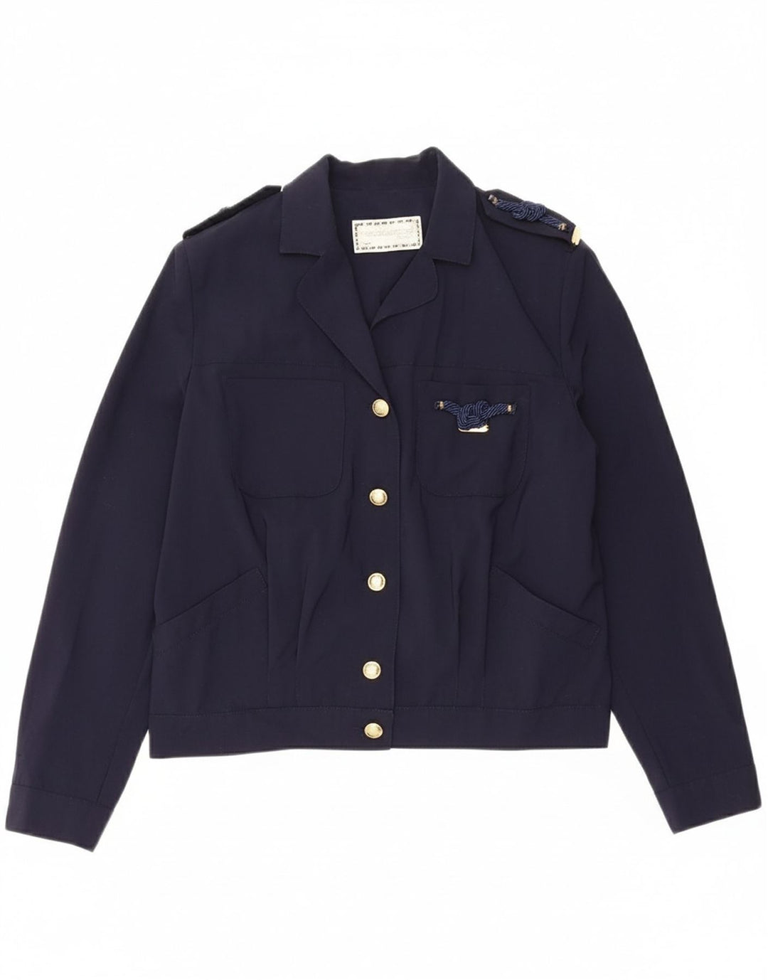 ROCCOBAROCCO Womens Military Jacket IT 42 Medium Navy Blue Viscose
