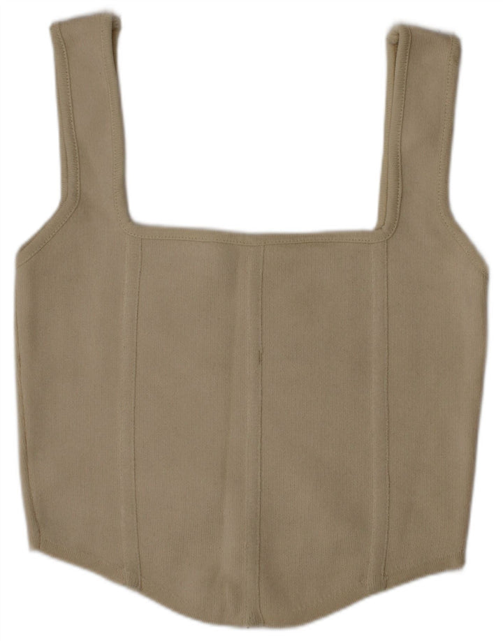 Zara Womens Crop Top Medium Beige Polyamide