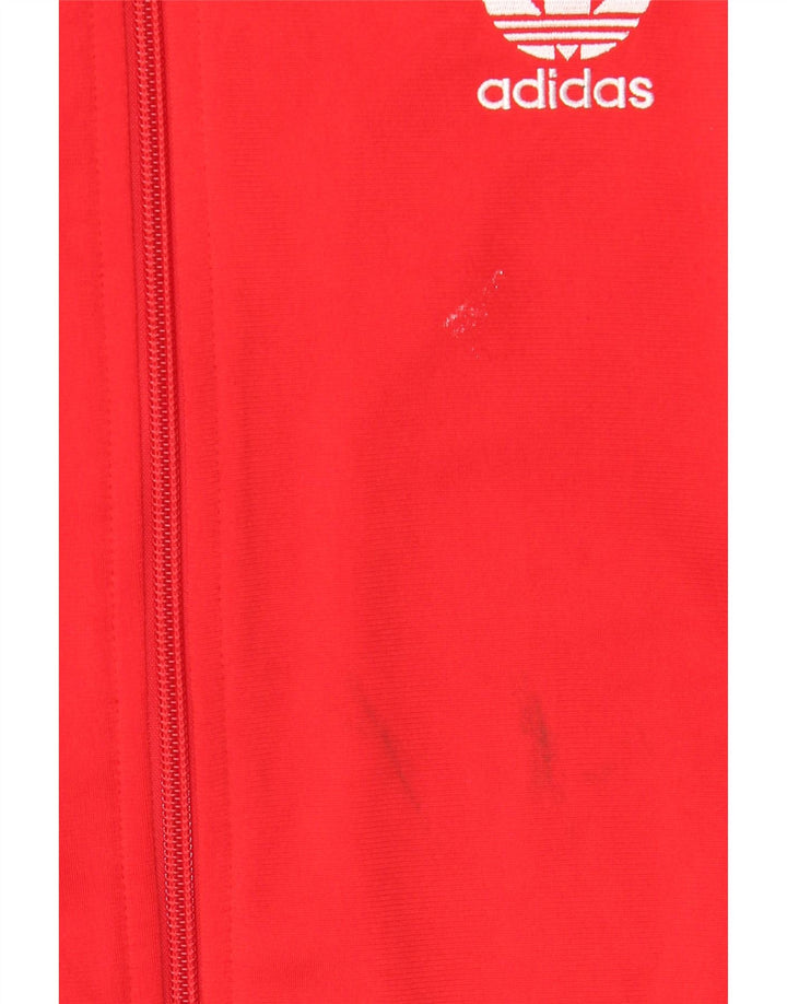 Adidas Boys Tracksuit Top Jacket 10-11 Years Red Polyester