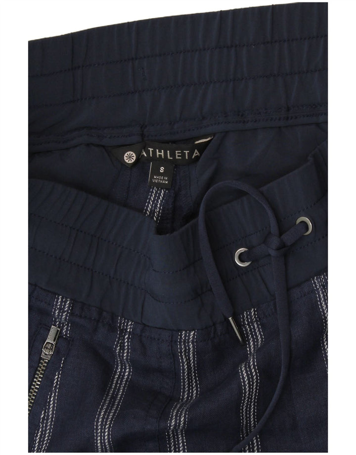 Athleta Womens Tracksuit Trousers US 8 Medium Navy Blue Striped Linen