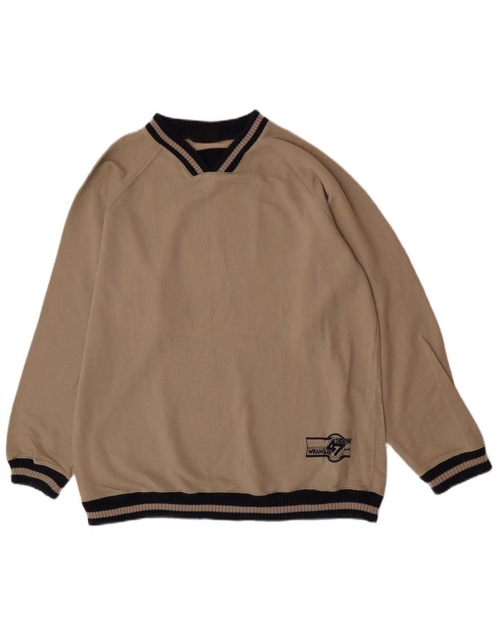 Wrangler Mens Sweatshirt Jumper Large Beige Cotton