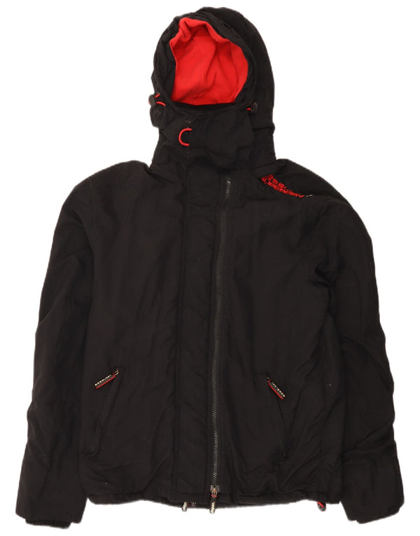 Superdry Womens Graphic Hooded Windjacke UK 14 Mittelschwarzes Nylon