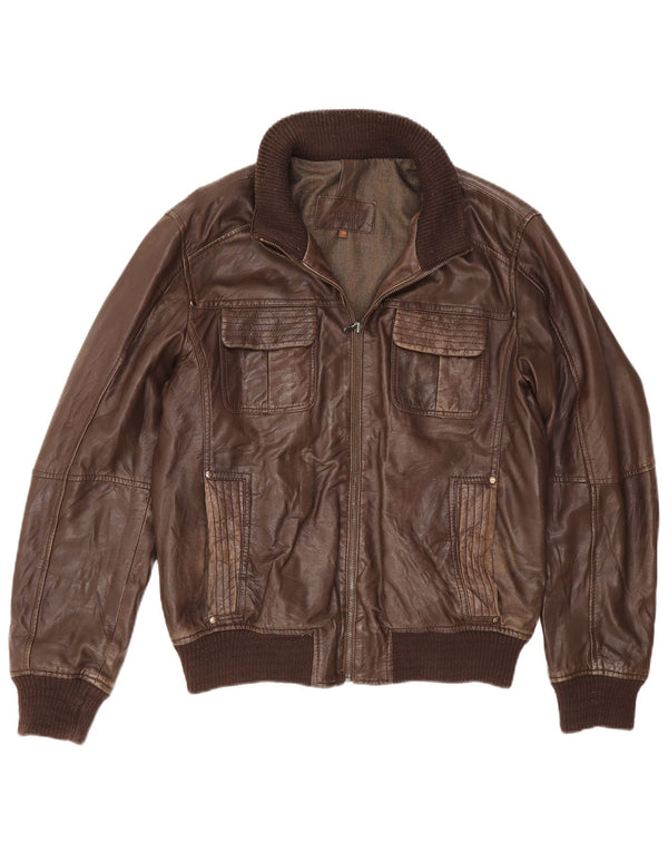 Conbipel Mens Leather Jacket IT 50 Large Brown