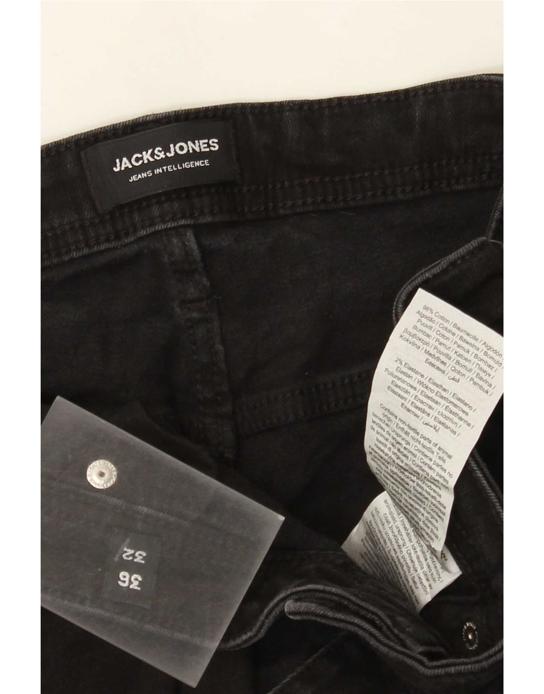Jack & Jones Mens Slim Jeans W36 L32 Black Cotton
