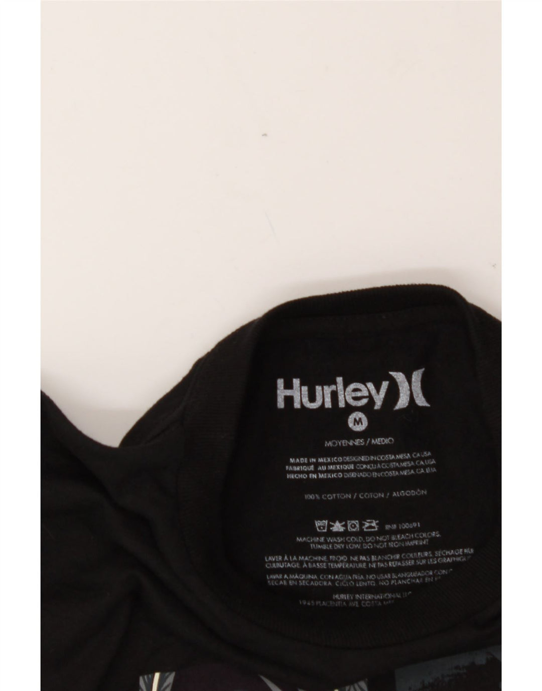 HURLEY Mens Graphic T-Shirt Top Medium Black Cotton Vintage Hurley and Second-Hand Hurley from Messina Hembry 