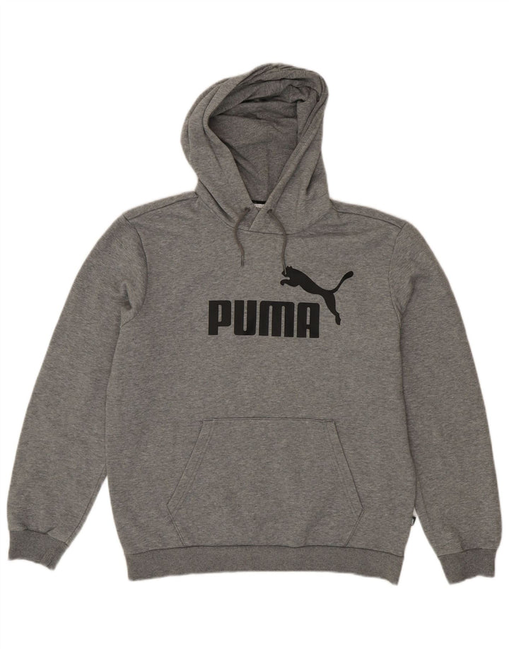 PUMA Mens Graphic Hoodie Jumper Medium Grey Cotton